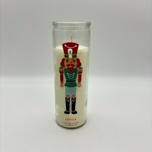 Mainstays 9oz Vanilla Scented Glass Pillar Candle, Christmas Holiday Nutcracker
